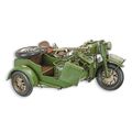 A TIN MODEL OF A MILITARY MOTORCYCLE WITH SIDECAR
