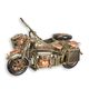 A TIN MODEL OF A MILITARY MOTORCYCLE WITH SIDECAR