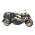 A TIN MODEL OF A MILITARY MOTORCYLE WITH SIDECAR