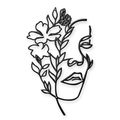 A TIN OUTLINE WALL DECOR - FACE WITH FLOWERS