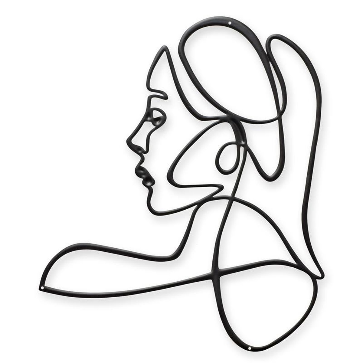 A TIN OUTLINE WALL DECOR - WOMAN'S FACE