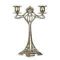 A TWO LIGHT BRONZE CANDELABRUM - SILVER PLATED