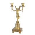 A TWO LIGHT GILT BRONZE CANDELABRUM