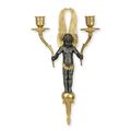 A TWO LIGHT GILT BRONZE WALL APPLIQUE