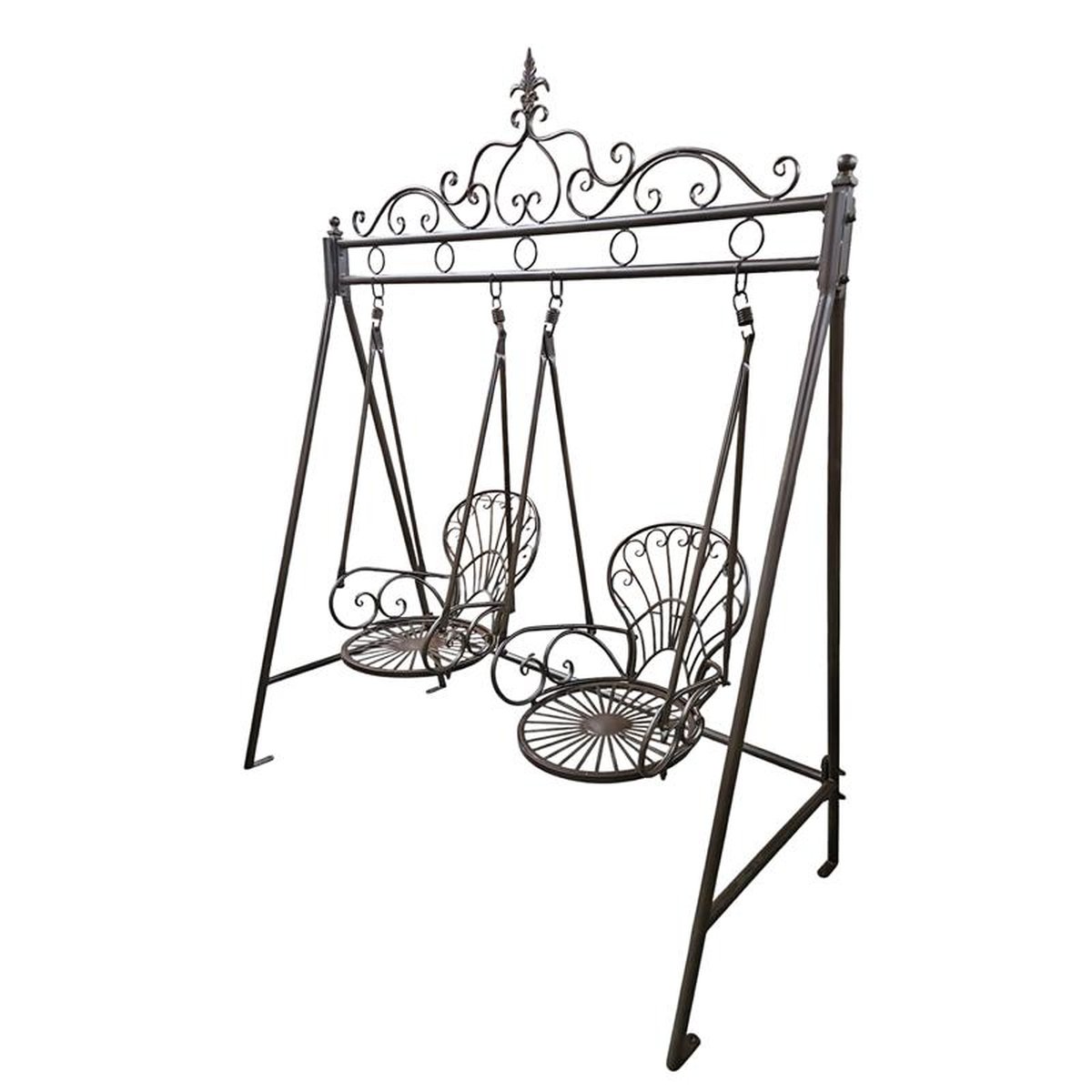 A TWO-SEAT IRON ROCKING BENCH