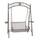 A TWO-SEAT IRON SWINGBENCH - BROWN