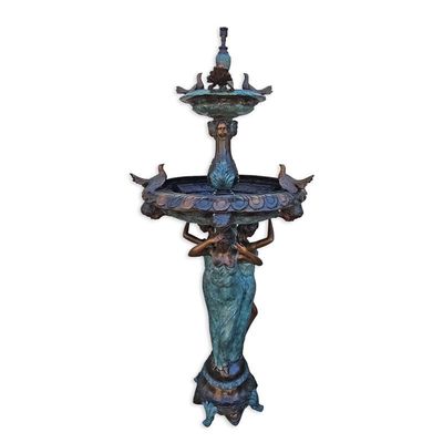 A TWO TIER BRONZE FOUNTAIN