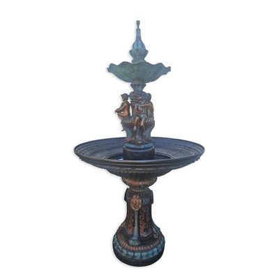 A TWO TIER BRONZE FOUNTAIN