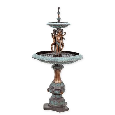 A TWO TIER BRONZE FOUNTAIN
