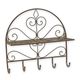 A WALL MOUNT FOLDABLE IRON SHELF WITH HOOKS - BROWN