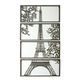 A WALL MOUNT IRON FOUR-PANEL DEPICTING THE EIFFEL TOWER