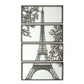 A WALL MOUNT IRON FOUR-PANEL DEPICTING THE EIFFEL TOWER