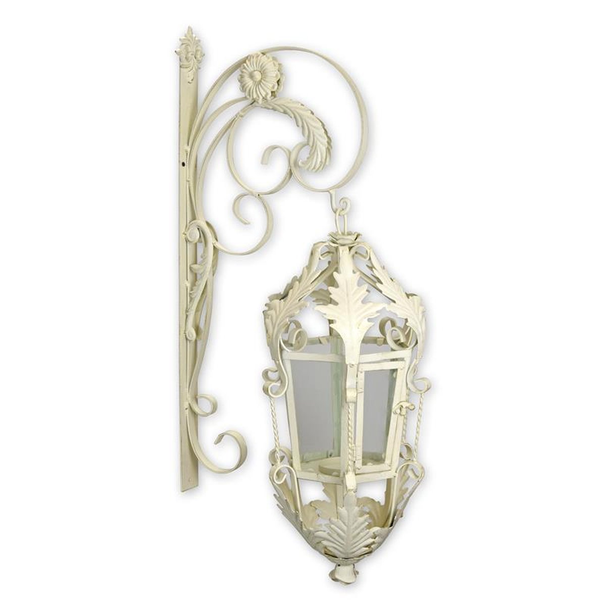 A WALL MOUNT IRON LANTERN - WHITE