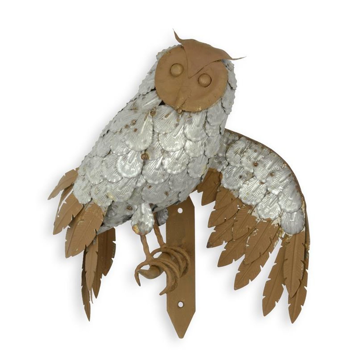 A WALL MOUNT IRON OWL ON BRANCH