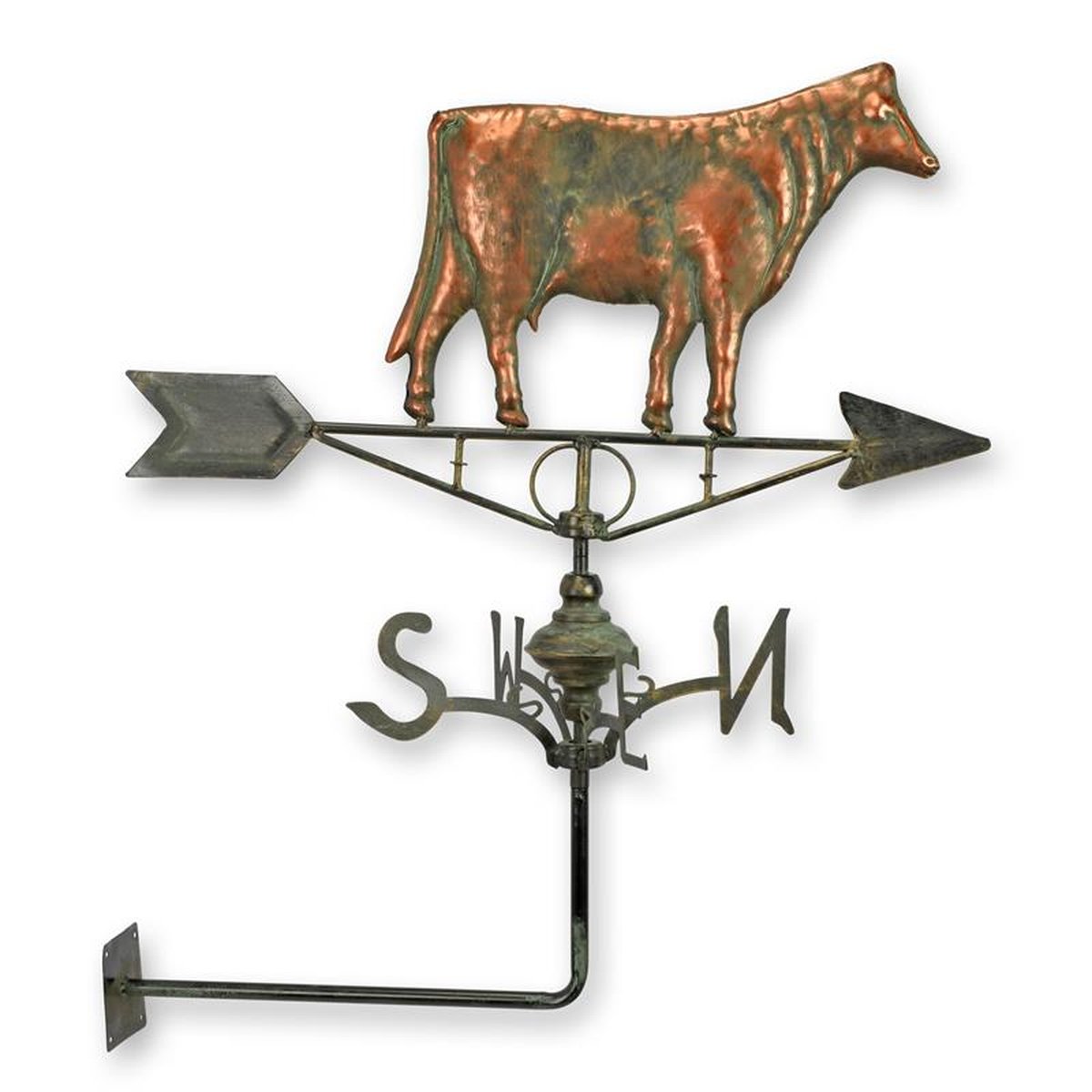 A WALL MOUNT IRON WEATHERVANE - COW