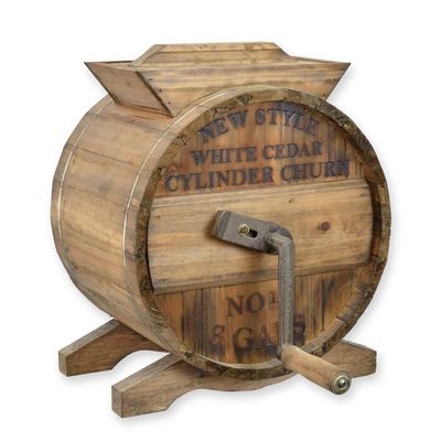 A WHITE CEDAR CYLINDER CHURN