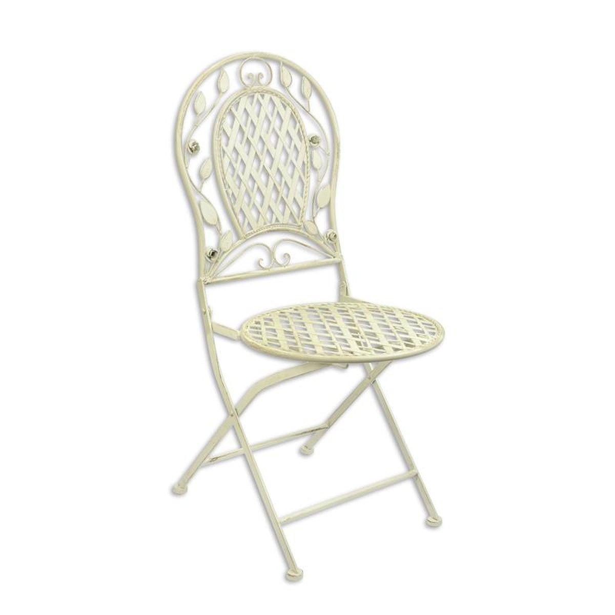 A WHITE IRON BISTRO CHAIR