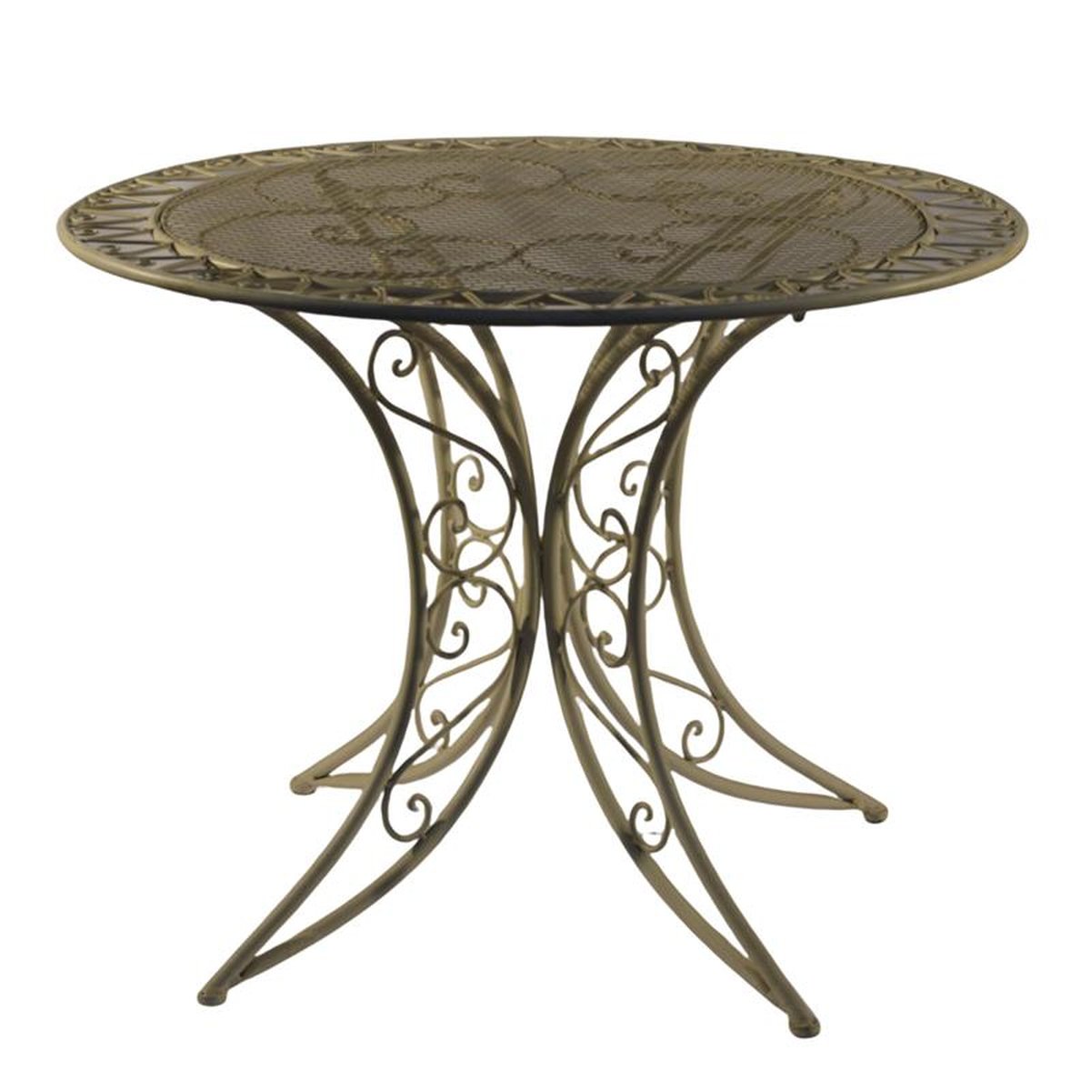 A WHITE IRON GARDEN TABLE
