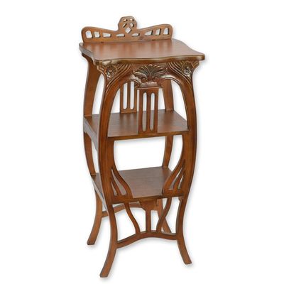 A WOODEN ART NOUVEAU FLOWER TABLE