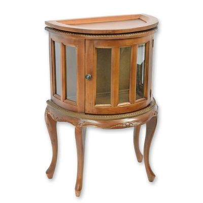 A WOODEN DUMBWAITER TEA TABLE - HALF-ROUND