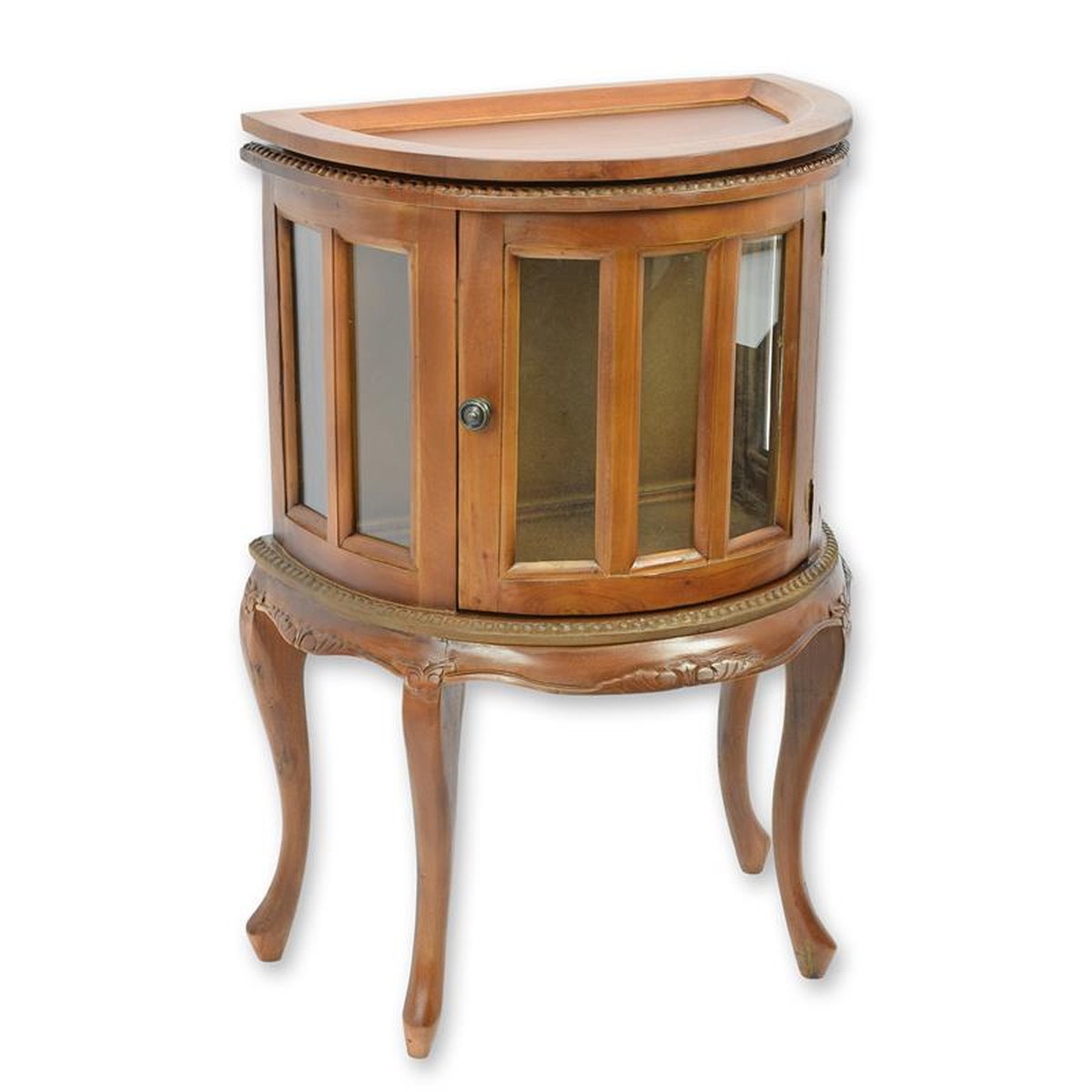 A WOODEN DUMBWAITER TEA TABLE - HALF-ROUND