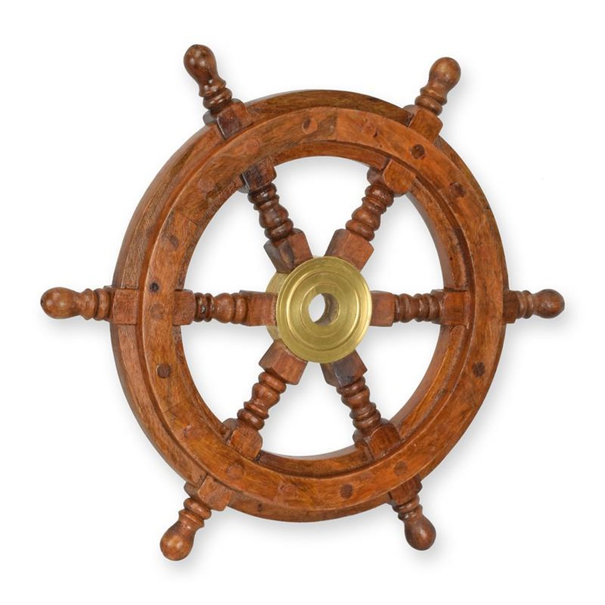 A WOODEN STEERING WHEEL