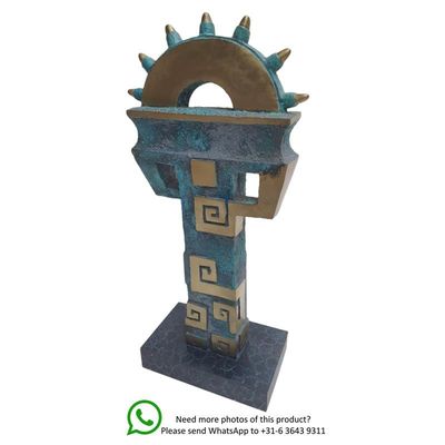 AN ABSTRACT BRONZE SCULPTURE