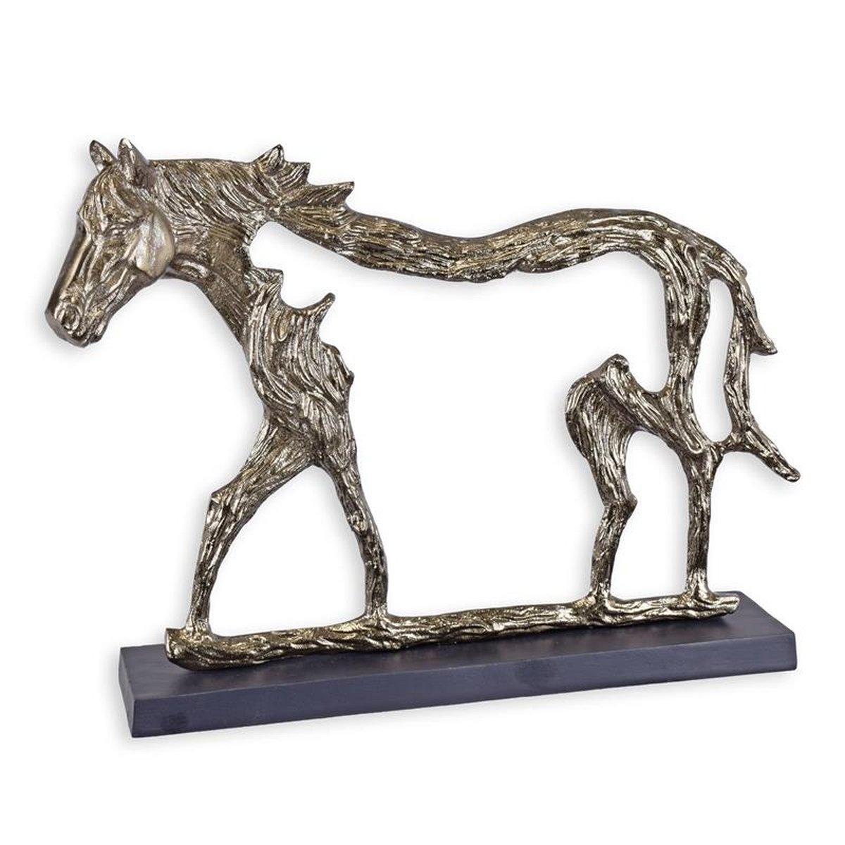AN ALUMINIUM PIERCED SCULPTURE OF A HORSE