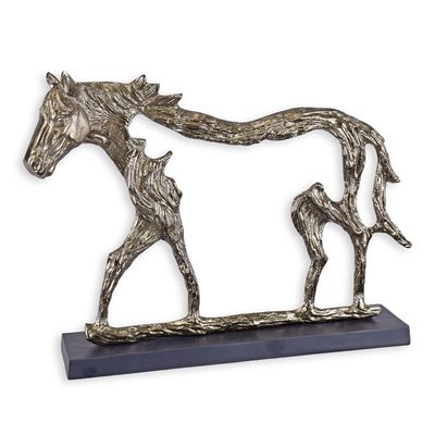 AN ALUMINIUM PIERCED SCULPTURE OF A HORSE