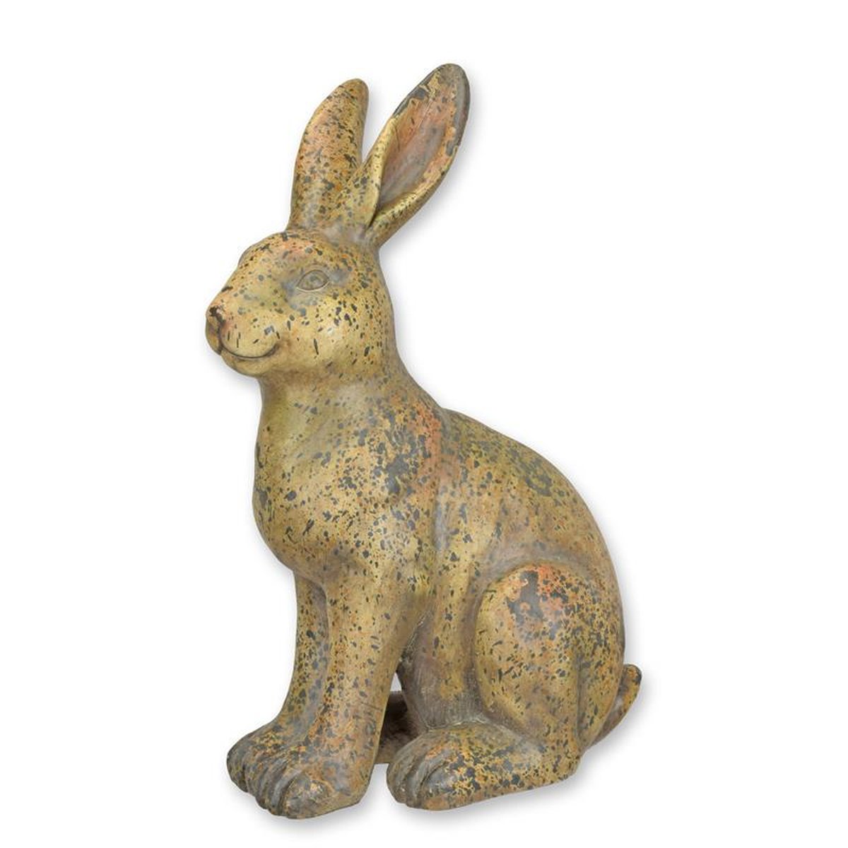 AN ANTIQUE STYLE MGO SCULPTURE OF A RABBIT