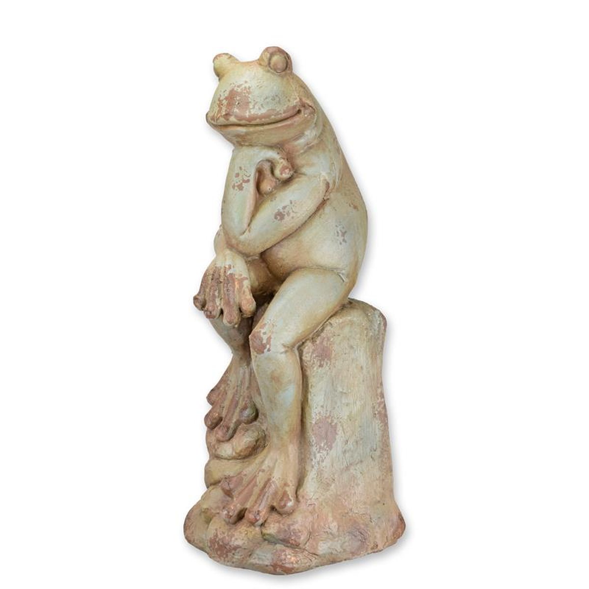 AN ANTIQUE STYLE MGO SCULPTURE OF THE THINKING FROG""