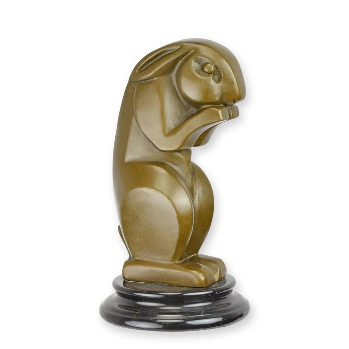 AN ART DECO BRONZE SCULPTURE OF A RABBIT