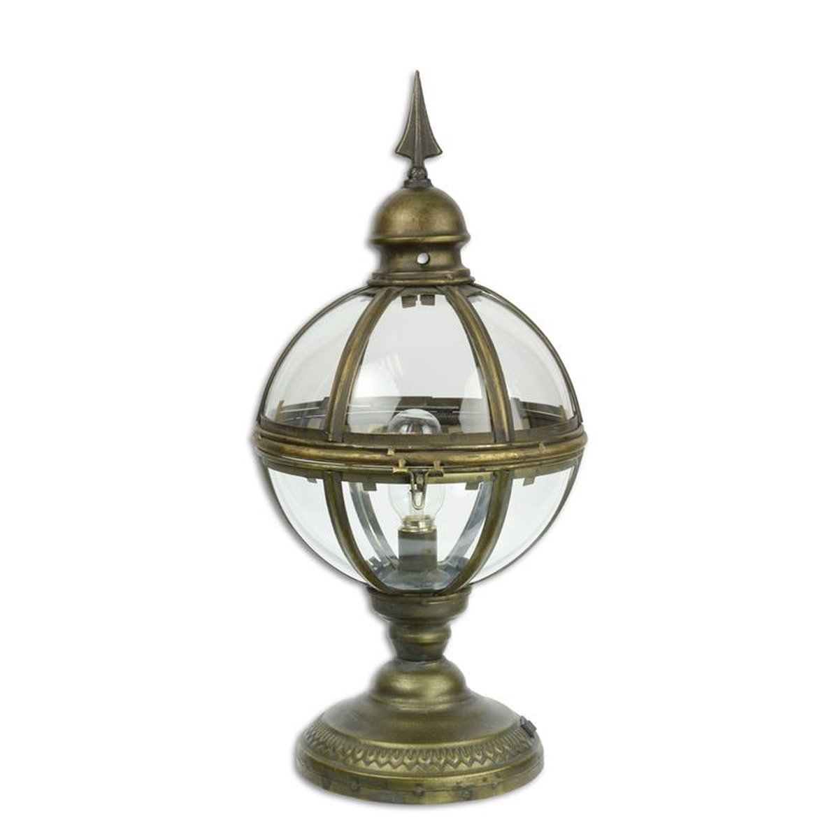 AN ELECTRICAL SPHERICAL LANTERN ON STAND