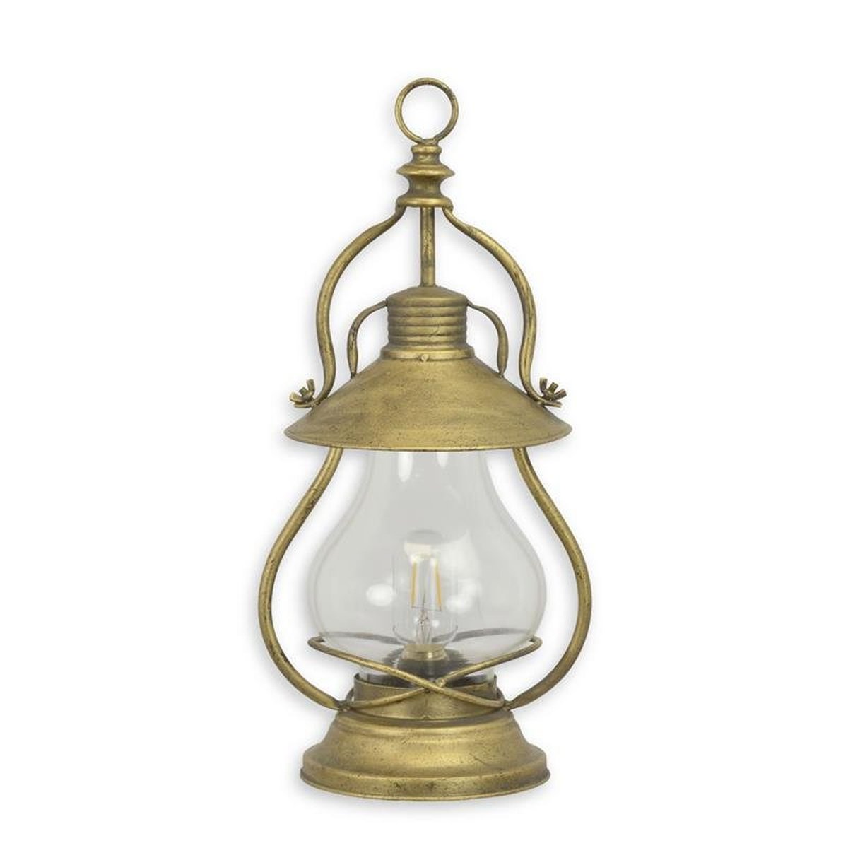 AN ELECTRICAL TIN MINERS PEDESTAL LANTERN