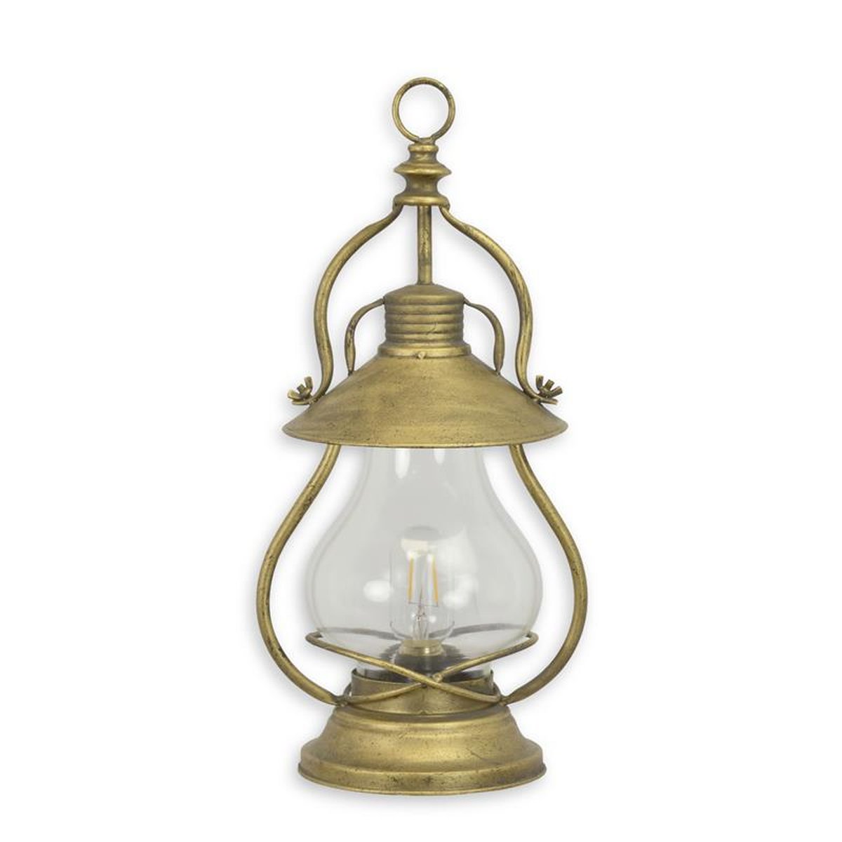 AN ELECTRICAL TIN MINERS PEDESTAL LANTERN