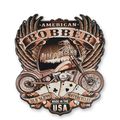 AN EMBOSSED TIN PLATE - AMERICAN BOBBER