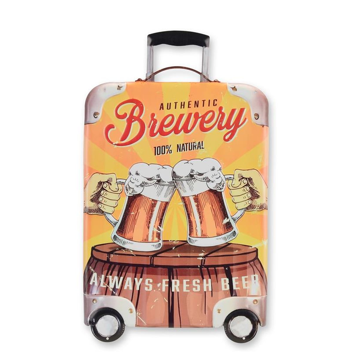 AN EMBOSSED TIN PLATE - AUTHENTIC BREWERY