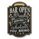 AN EMBOSSED TIN PLATE - BAR OPEN