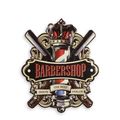 AN EMBOSSED TIN PLATE - BARBERSHOP