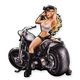 AN EMBOSSED TIN PLATE - BIKER GIRL