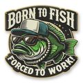 AN EMBOSSED TIN PLATE - BORN TO FISH