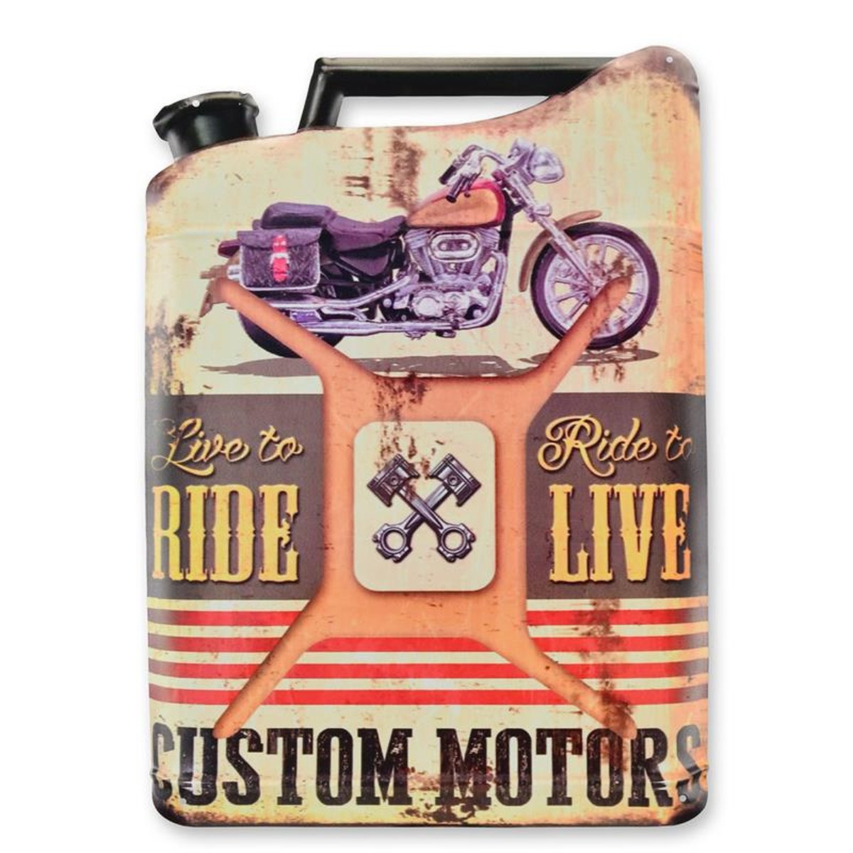 AN EMBOSSED TIN PLATE - CUSTOM MOTORS