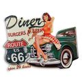 AN EMBOSSED TIN PLATE - DINER BURGERS & BEER
