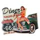 AN EMBOSSED TIN PLATE - DINER BURGERS & BEER