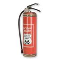 AN EMBOSSED TIN PLATE - FIRE EXTINGUISHER RED