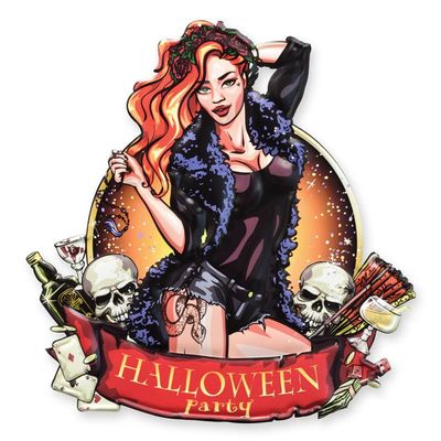 AN EMBOSSED TIN PLATE - HALLOWEEN PARTY