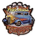 AN EMBOSSED TIN PLATE - HOT ROD GARAGE