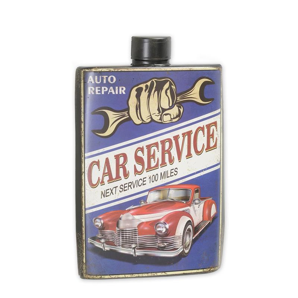 AN EMBOSSED TIN PLATE OIL CAN - CAR SERVICE