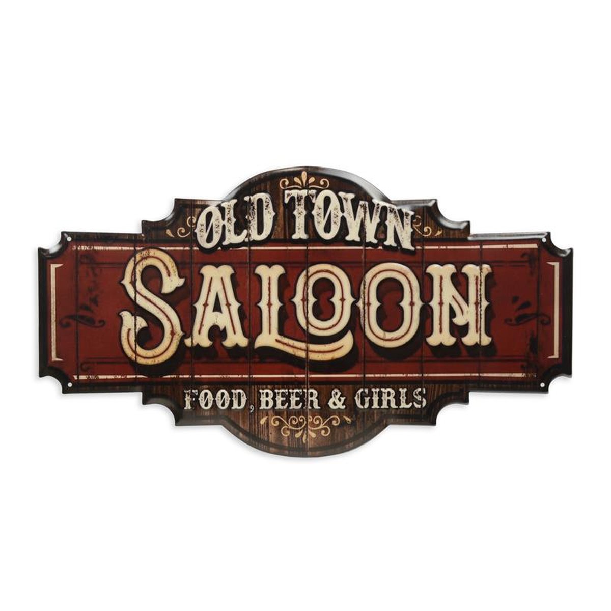 AN EMBOSSED TIN PLATE - OLD TOWN SALOON
