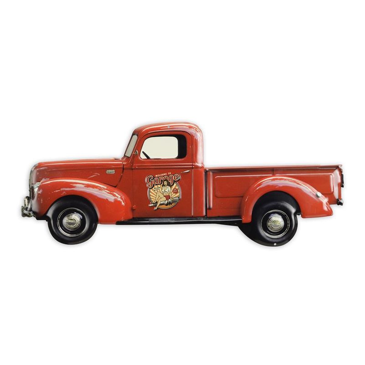 AN EMBOSSED TIN PLATE - PICK-UP TRUCK